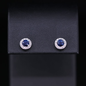 Sapphire & Diamond Halo Earrings