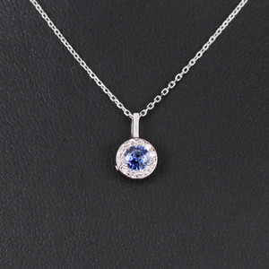 Sapphire & Diamond Halo Necklace Sapphire & Diamond Halo Necklace