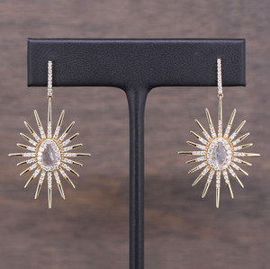 Rose Cut Diamond Sunburst Earrings Rose Cut Diamond Sunburst Earrings