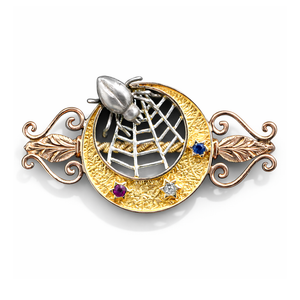 Vintage Gold Spiders Web Pin