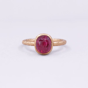 18k Yellow Gold and Red Spinel Handmade Ring