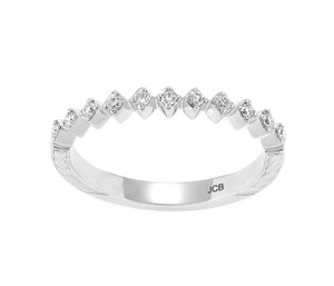 14K White Gold and Diamond Milgrain Wedding Band by J.C. Blackburn 14K White Gold and Diamond Milgrain Wedding Band by J.C. Blackburn