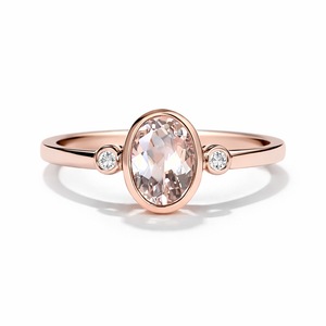 10K Rose Gold Morganite & Diamond Ring