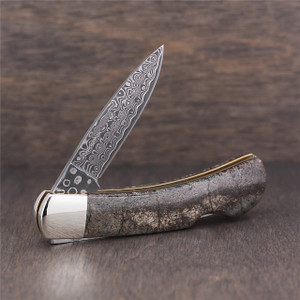 Hammered Damascus - Woolly Mammoth Fossilized Tusk with Jet - 8in