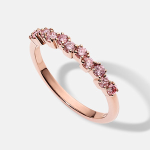 14K Rose Gold and Pink Zig Zag Diamond Wedding Band