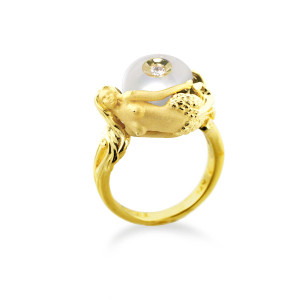 Galatea Freshwater Pearl & Diamond Mermaid Ring Galatea Freshwater Pearl & Diamond Mermaid Ring