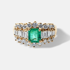 Estate Emerald and Diamond Cocktail Ring Estate Emerald and Diamond Cocktail Ring