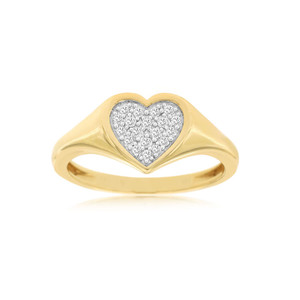 14K Yellow Gold Diamond Heart Ring 14K Yellow Gold Diamond Heart Ring