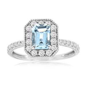 Aquamarine Diamond Halo Ring Aquamarine Diamond Halo Ring