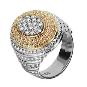 Sterling Silver, 14k Yellow Gold Diamond Ring by Alwand Vahan Sterling Silver, 14k Yellow Gold Diamond Ring by Alwand Vahan