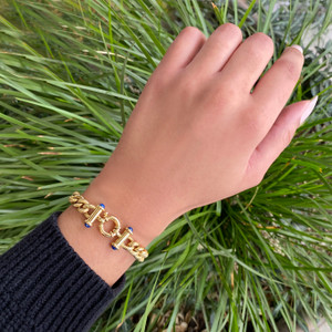 14K Etruscan Style Lapis Bracelet