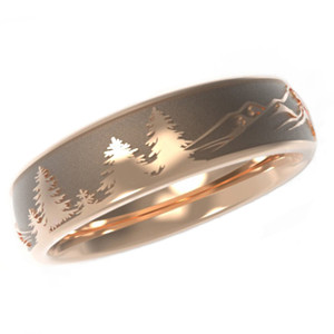 14K Rose Gold 6mm Lashbrook Designs Wedding Band with Mountain Design 14K Rose Gold 6mm Lashbrook Designs Wedding Band with Mountain Design