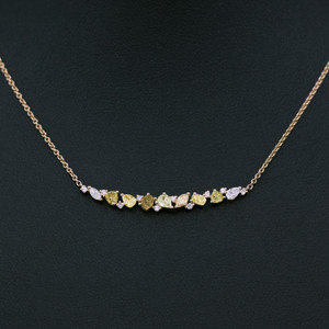 14K Yellow Gold Fancy Colored Diamond Necklace 14K Yellow Gold Fancy Colored Diamond Necklace
