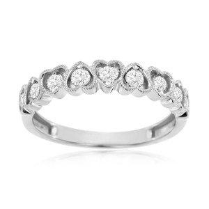 14K White Gold Diamond Heart Band 14K White Gold Diamond Heart Band
