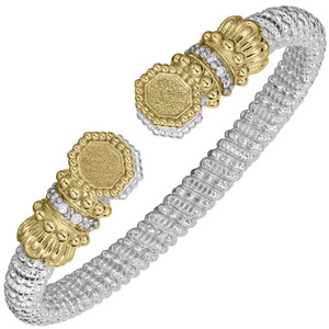 14k Yellow Gold & Sterling Silver Engravable Open Vahan Bracelet 14k Yellow Gold & Sterling Silver Engravable Open Vahan Bracelet