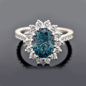 Fancy Blue Oval Diamond Halo Ring 3.25ctw Fancy Blue Oval Diamond Halo Ring 3.25ctw
