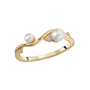 14K Yellow Gold Pearl & Diamond Ring by Tesoro 14K Yellow Gold Pearl & Diamond Ring by Tesoro