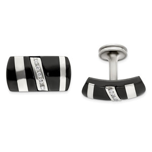Edward Mirell Titanium & Sterling Silver Diamond Cufflinks Edward Mirell Titanium & Sterling Silver Diamond Cufflinks