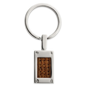Edward Mirell Titanium and Brown Leather Keyring Edward Mirell Titanium and Brown Leather Keyring