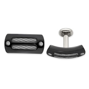 Edward Mirell Titanium & Sterling Silver Cable Cufflinks Edward Mirell Titanium & Sterling Silver Cable Cufflinks