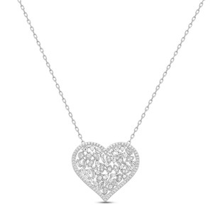 10K White Gold Diamond Heart Necklace - .50ctw 10K White Gold Diamond Heart Necklace - .50ctw