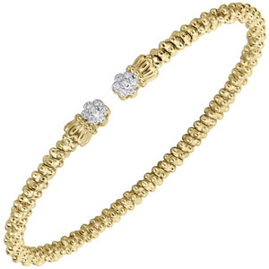 Gold & Diamond Flower Ends Bracelet - Vahan 2mm Gold & Diamond Flower Ends Bracelet - Vahan 2mm