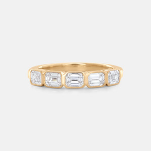14K Yellow Gold Lab Grown Emerald Cut Diamond Bezel Set Band 14K Yellow Gold Lab Grown Emerald Cut Diamond Bezel Set Band