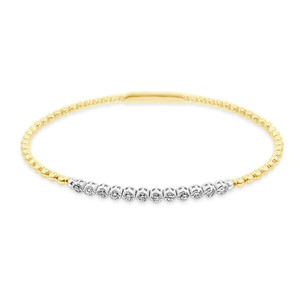 14K Two-Tone Diamond Line Bezel Set Beaded Flex Bangle .40ctw 14K Two-Tone Diamond Line Bezel Set Beaded Flex Bangle .40ctw