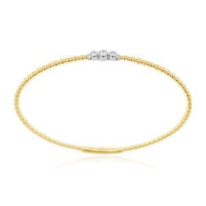 14K Yellow Gold Diamond Trio Beaded Flex Bangle .07ctw 14K Yellow Gold Diamond Trio Beaded Flex Bangle .07ctw