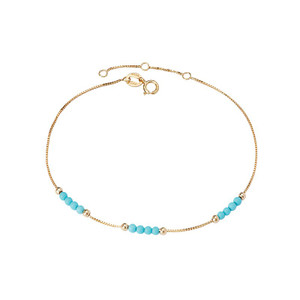 Italian 14K Yellow Gold Turquoise Bead Bracelet by Tesoro Italian 14K Yellow Gold Turquoise Bead Bracelet by Tesoro