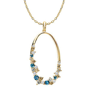 14K Yellow Gold Diamond & Gemstone Oval Pendant by Tesoro 14K Yellow Gold Diamond & Gemstone Oval Pendant by Tesoro
