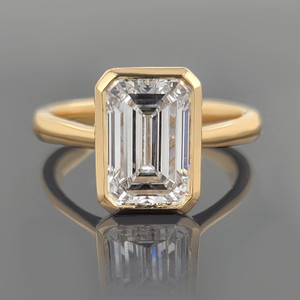 14K Yellow Gold Bezel Set Split Shank Solitaire Lab Grown Emerald Cut Diamond 14K Yellow Gold Bezel Set Split Shank Solitaire Lab Grown Emerald Cut Diamond