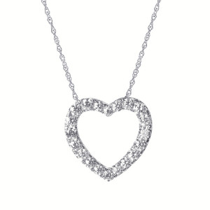 14K White Gold Lab Grown Diamond Open Heart Necklace - 1.02ctw 14K White Gold Lab Grown Diamond Open Heart Necklace - 1.02ctw