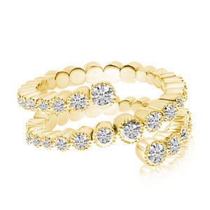"Spryngs" Diamond Spiral Stretch Gold Ring by Brevani