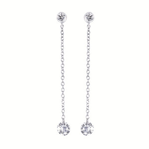 14K White Gold Lab Grown Pierced Diamond Dangle Earrings 14K White Gold Lab Grown Pierced Diamond Dangle Earrings