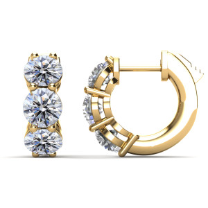 3 Stone Lab-Grown Diamond Hoop Earrings 3.6ct 3 Stone Lab-Grown Diamond Hoop Earrings 3.6ct