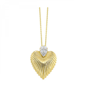 14K Yellow Gold Diamond Heart Necklace 14K Yellow Gold Diamond Heart Necklace