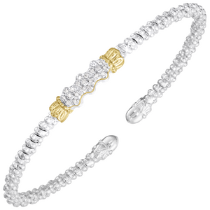 Sterling Silver & 14K Yellow Gold Diamond Cluster Bar Bracelet by Alwand Vahan