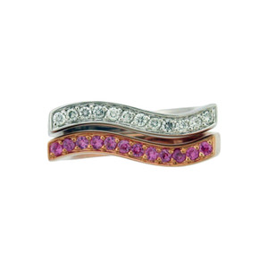 18K White & Rose Gold Diamond & Pink Sapphire Ring