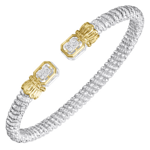 Sterling & 14KY Gold Diamond Ends Bracelet by Alwand Vahan Sterling & 14KY Gold Diamond Ends Bracelet by Alwand Vahan