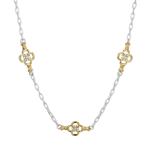 Sterling, Gold & Diamond Clover Station Necklace by Alwand Vahan
