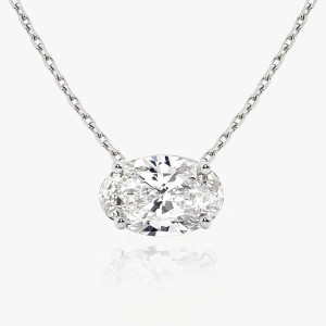1.00ct Oval East to West Lab Grown Diamond Solitaire Necklace