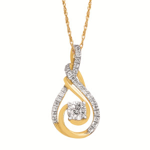 14K Yellow & White Gold .23ctw Diamond Swirl Drop Pendant 14K Yellow & White Gold .23ctw Diamond Swirl Drop Pendant