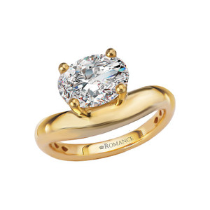 14K Yellow Gold Modern Curved Diamond Offset Engagement Ring Semi-Mount by Romance 14K Yellow Gold Modern Curved Diamond Offset Engagement Ring Semi-Mount by Romance