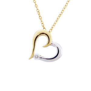 14K Two-Tone Gold Asymmetrical Diamond Heart Pendant 14K Two-Tone Gold Asymmetrical Diamond Heart Pendant