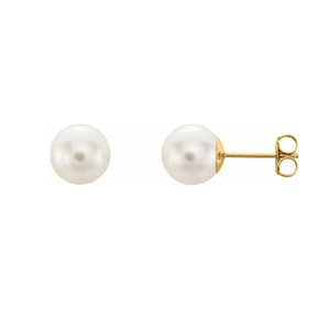 14K Yellow Gold Akoya Pearl Stud Earrings