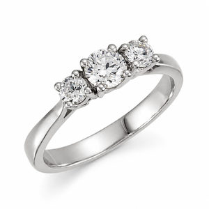14K White Gold 3 Stone Diamond Engagement Ring