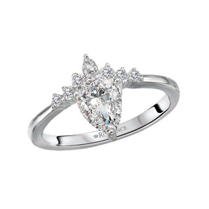 14K White Gold Curved Diamond Pear Engagement Ring Semi-Mount by Romance 14K White Gold Curved Diamond Pear Engagement Ring Semi-Mount by Romance