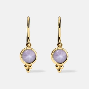 Lavender Star Sapphire 14K Gold Handmade Drop Earrings