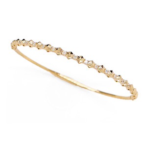 14K Yellow & White Gold .26ctw Diamond Pointed Hexagon Flex Bangle Bracelet